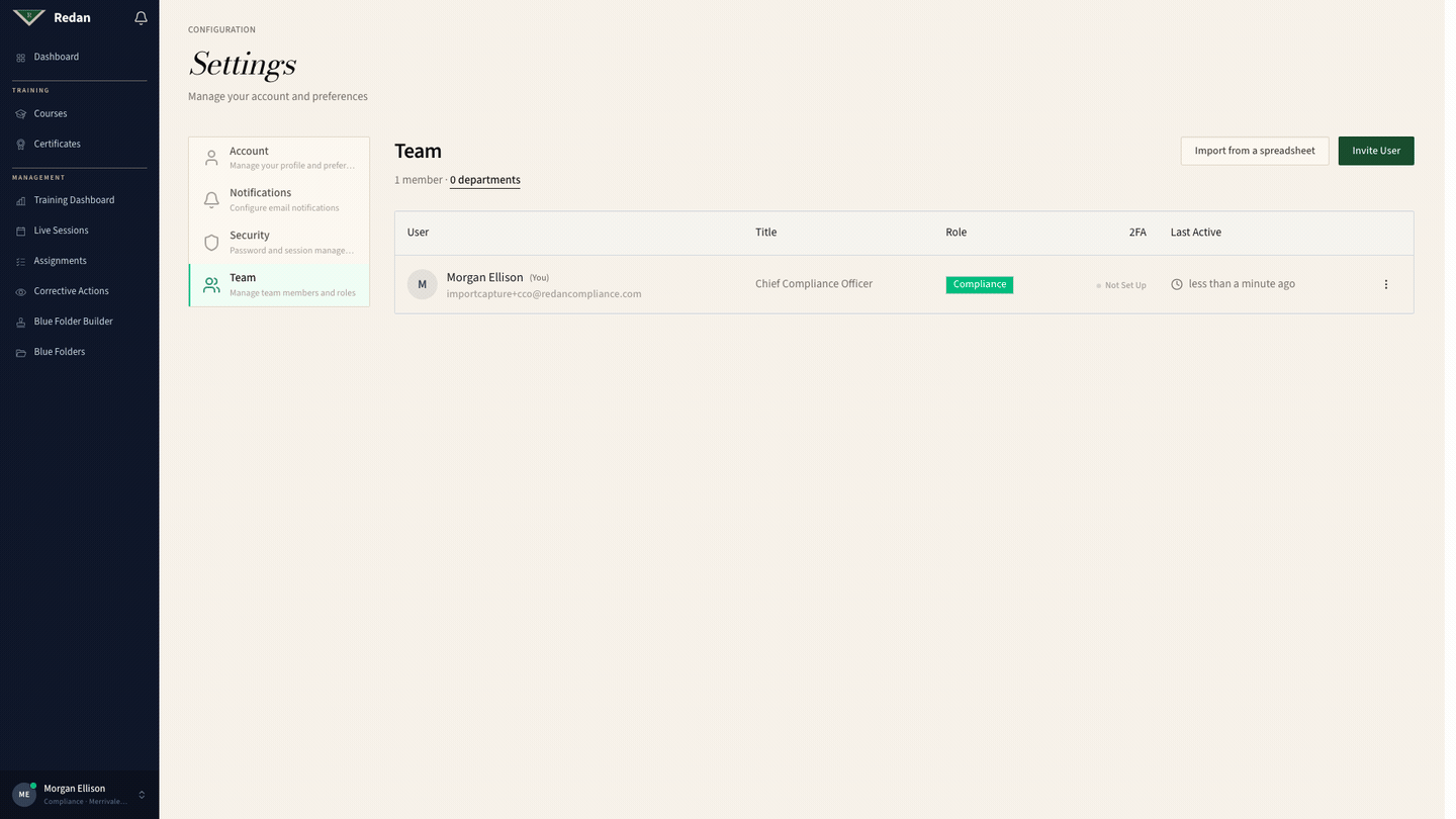 A firm's people uploaded from a spreadsheet, assignment decisions made, and courses assigned